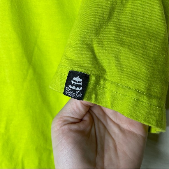 Wedding Cake Wake Bake And Cake Mens Small Graphic T-Shirt Lime Patches Smoke - Picture 10 of 12
